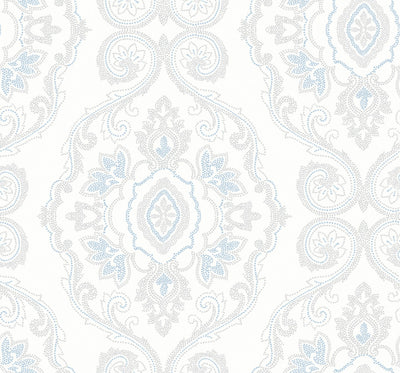 product image of Nautical Damask Wallpaper in Blue Oasis from the Beach House Collection by Seabrook Wallcoverings 512