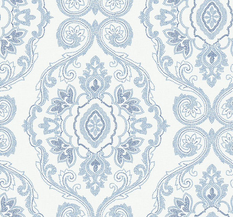 media image for sample nautical damask wallpaper in coastal blue from the beach house collection by seabrook wallcoverings 1 216
