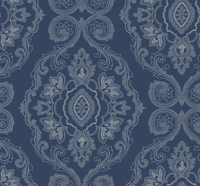 product image for Nautical Damask Wallpaper in Nautical Blue from the Beach House Collection by Seabrook Wallcoverings 12