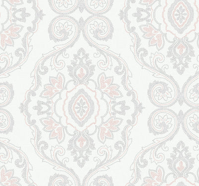 product image for Nautical Damask Wallpaper in Pink Sunset from the Beach House Collection by Seabrook Wallcoverings 2