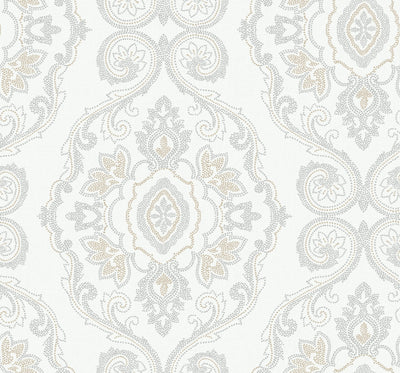 product image of sample nautical damask wallpaper in sand dunes from the beach house collection by seabrook wallcoverings 1 595