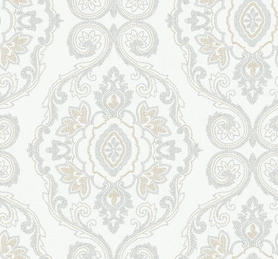 product image of sample nautical damask wallpaper in sand dunes from the beach house collection by seabrook wallcoverings 1 595