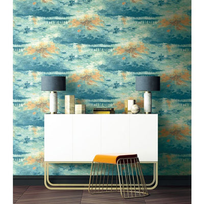 product image for Nautical Sunset Wallpaper in Blue, Green, and Orange from the French Impressionist Collection by Seabrook Wallcoverings 68