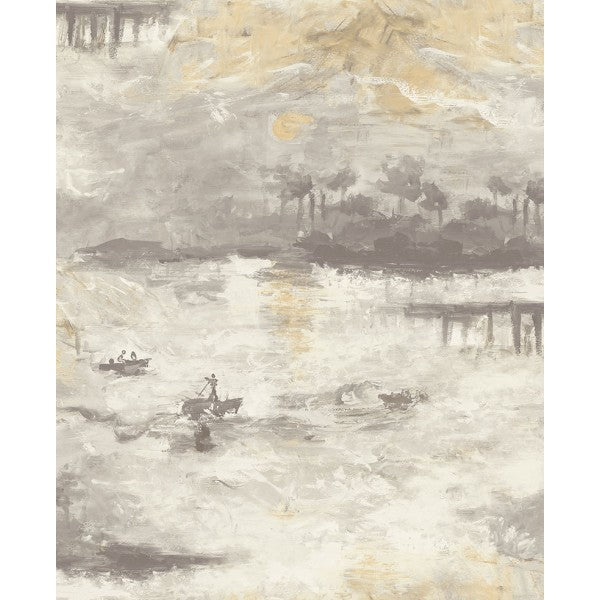media image for Nautical Sunset Wallpaper in Grey and Neutrals from the French Impressionist Collection by Seabrook Wallcoverings 24