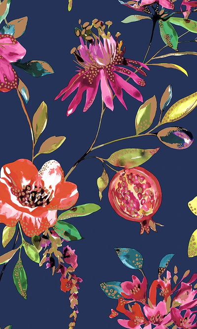 product image for Navy Bright Blossoms Wallpaper by Walls Republic 59