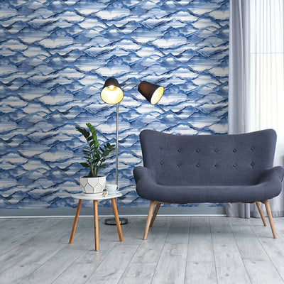 product image for Navy Metallic Mountains Wallpaper by Walls Republic 94