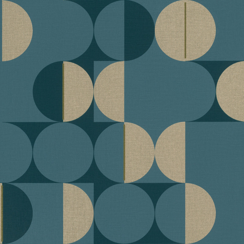 media image for Navy & Gold Metallic Circles in Motion Wallpaper by Walls Republic 252