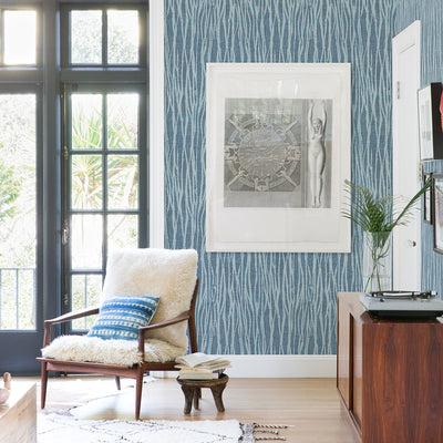 product image for Nazar Indigo Stripe Wallpaper from the Scott Living II Collection by Brewster Home Fashions 3