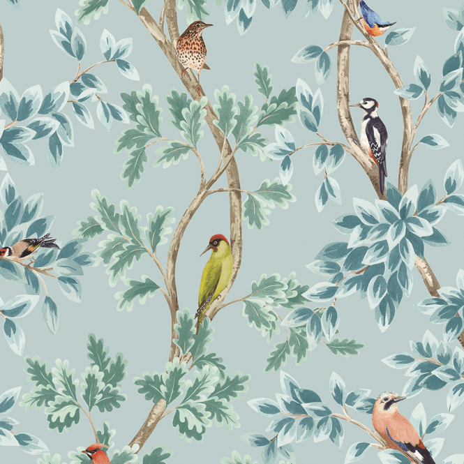 media image for Netherfield Wallpaper in Aqua and Sky from the Mansfield Park Collection by Osborne & Little 216