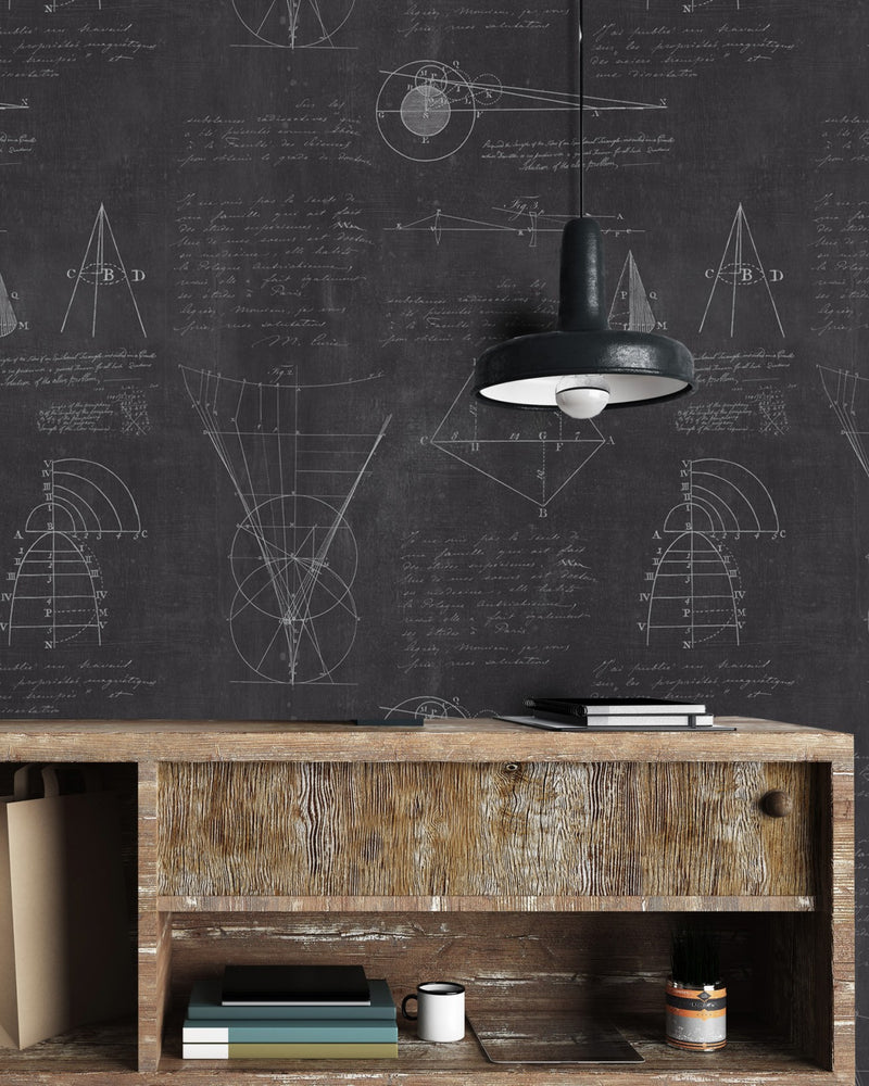 media image for Newton Geometry Wallpaper in Charcoal Black from the Eclectic Collection by Mind the Gap 246