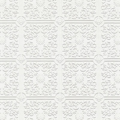 product image of Nico White Tin Ceiling Square Paintable Wallpaper by Brewster Home Fashions 520
