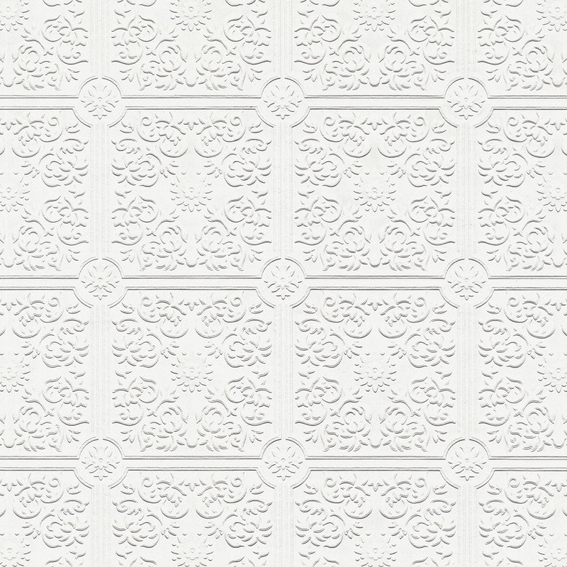 media image for Nico White Tin Ceiling Square Paintable Wallpaper by Brewster Home Fashions 241