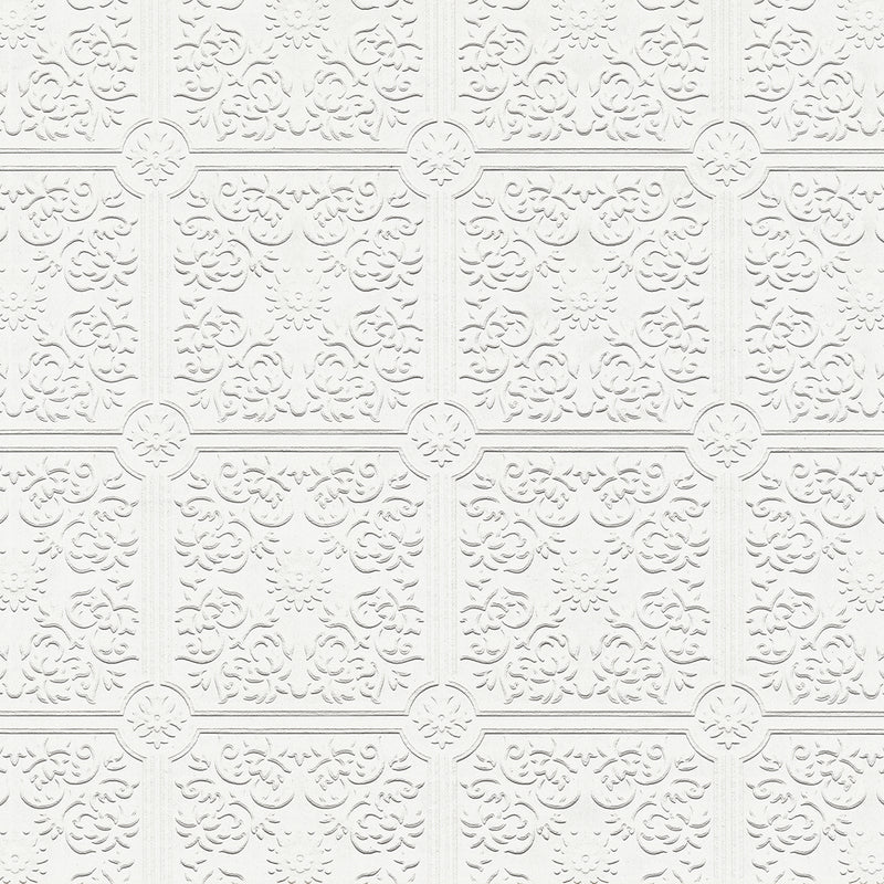 Shop Nico White Tin Ceiling Square Paintable Wallpaper by Brewster Home