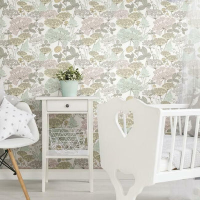 product image for Niittypolku Peel & Stick Wallpaper in Pink and Green by RoomMates for York Wallcoverings 74