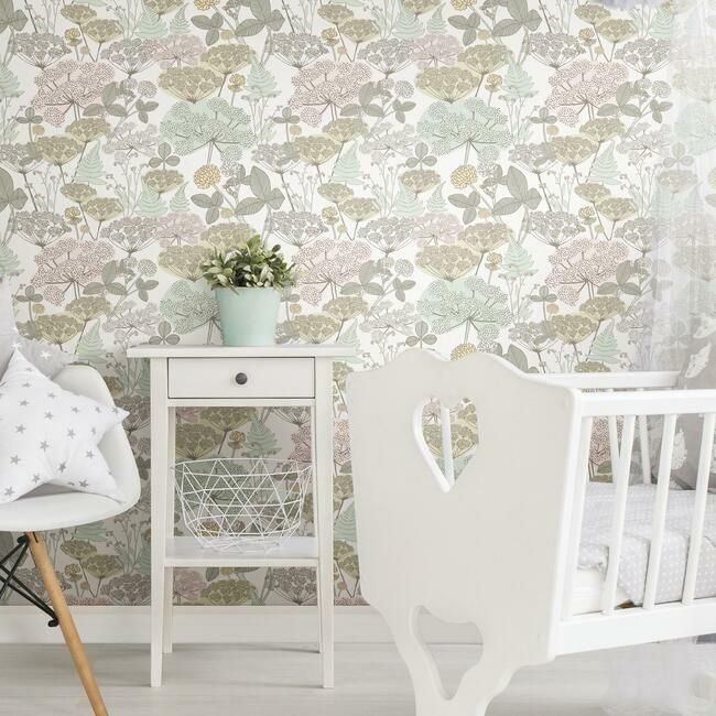 media image for Niittypolku Peel & Stick Wallpaper in Pink and Green by RoomMates for York Wallcoverings 299