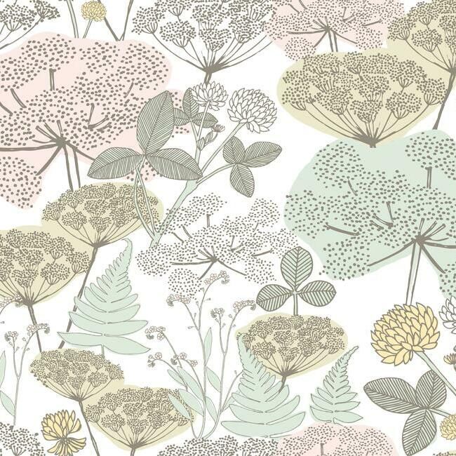 media image for Niittypolku Peel & Stick Wallpaper in Pink and Green by RoomMates for York Wallcoverings 234