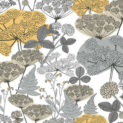 product image of sample niittypolku peel stick wallpaper in yellow and grey by roommates for york wallcoverings 1 573