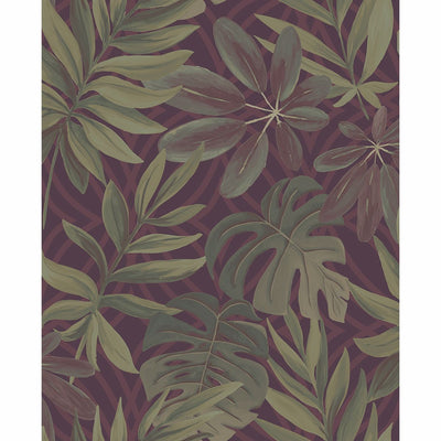 product image of sample nocturnum leaf wallpaper in maroon from the moonlight collection by brewster home fashions 1 560