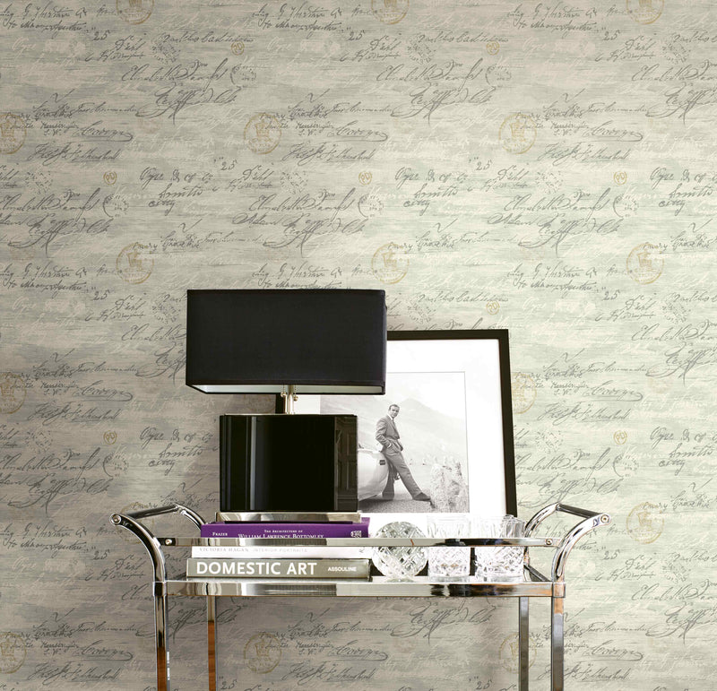 media image for Nouveau Calligraphy Wallpaper in Heather from the Nouveau Collection by Wallquest 258