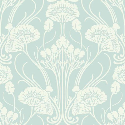 product image of Nouveau Damask Wallpaper in Blue and Ivory from the Deco Collection by Antonina Vella for York Wallcoverings 538