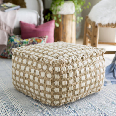 product image for Oak Cove OCPF-4002 Pouf in White & Khaki by Surya 93