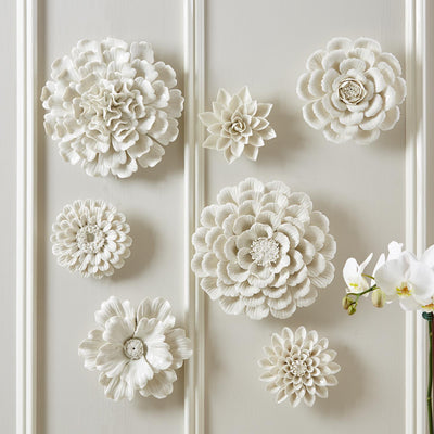 product image for white porcelain garden set of 7 flower wall sculptures 11 33