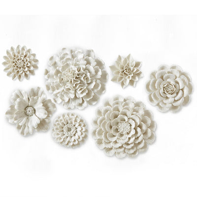 product image of white porcelain garden set of 7 flower wall sculptures 1 511