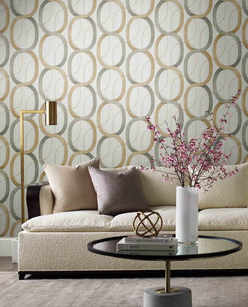 media image for Interlock Wallpaper in Dark Taupe by Candice Olson for York Wallcoverings 220