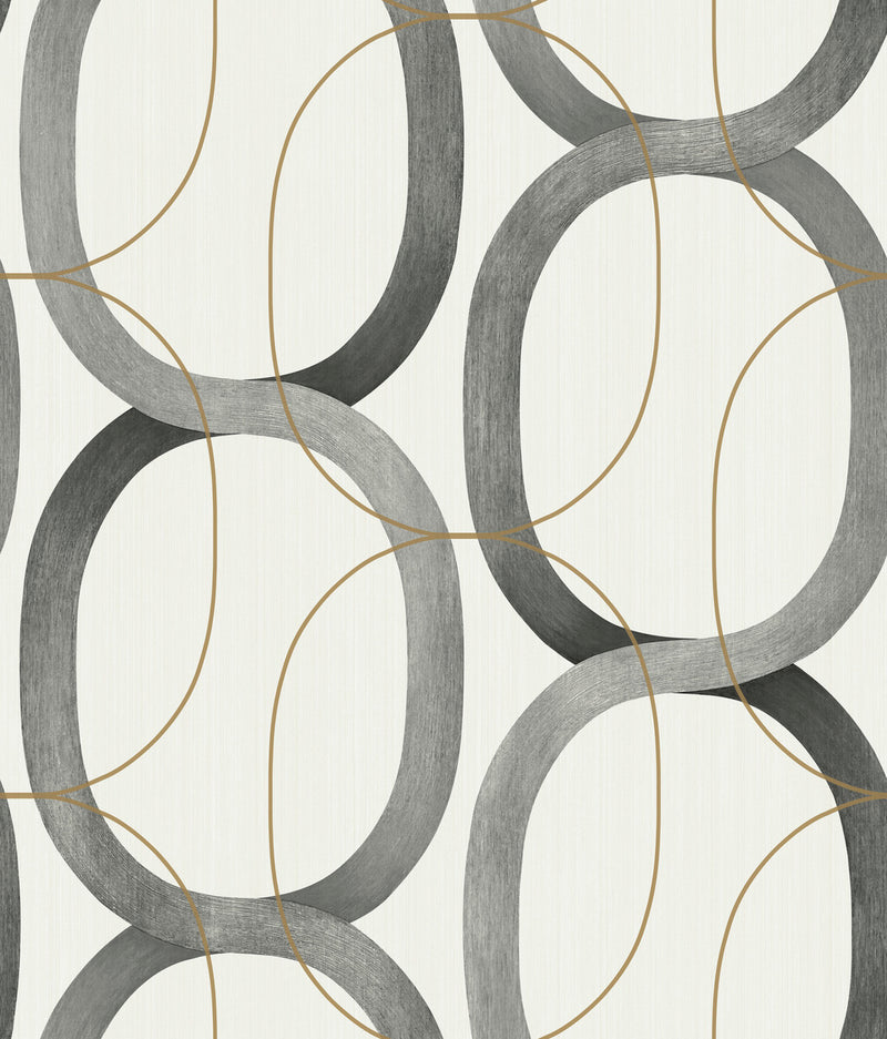 media image for Interlock Wallpaper in Black/Gold by Candice Olson for York Wallcoverings 20
