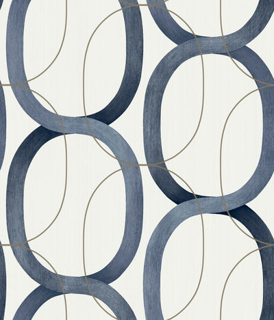 product image of Interlock Wallpaper in Navy by Candice Olson for York Wallcoverings 577