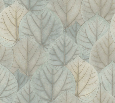 product image of Leaf Concerto Wallpaper in Blue/Taupe by Candice Olson for York Wallcoverings 566