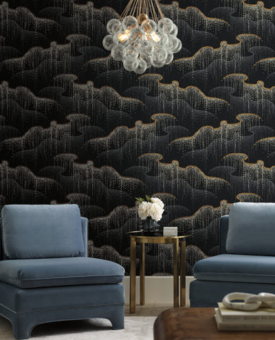 product image of Moonlight Pearls Wallpaper in Black by Candice Olson for York Wallcoverings 513