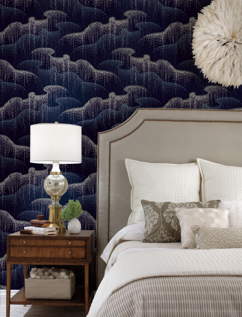 media image for Moonlight Pearls Wallpaper in Navy by Candice Olson for York Wallcoverings 227