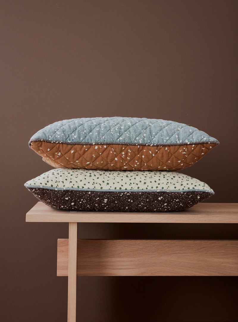 media image for quilted aya cushion caramel blue by oyoy 3 260