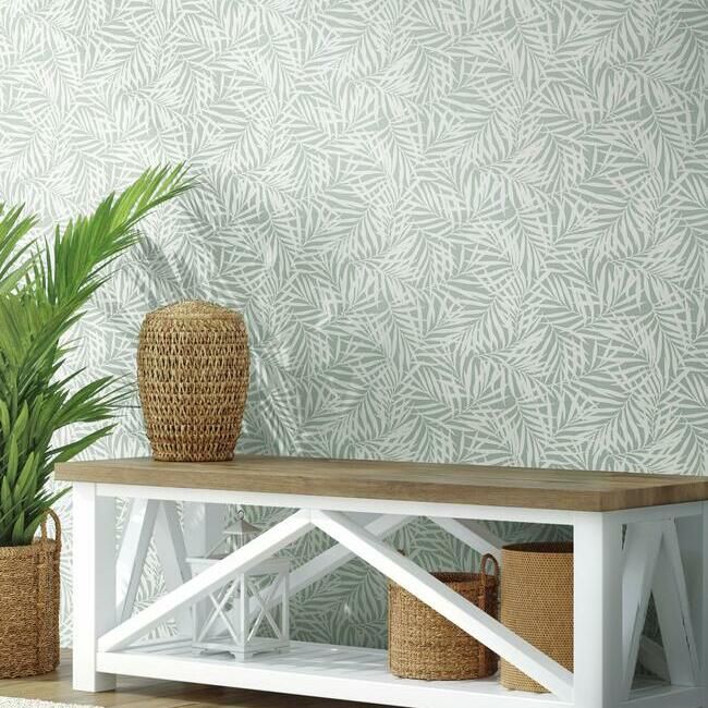 media image for Oahu Fronds Wallpaper in Eucalyptus from the Water& 285