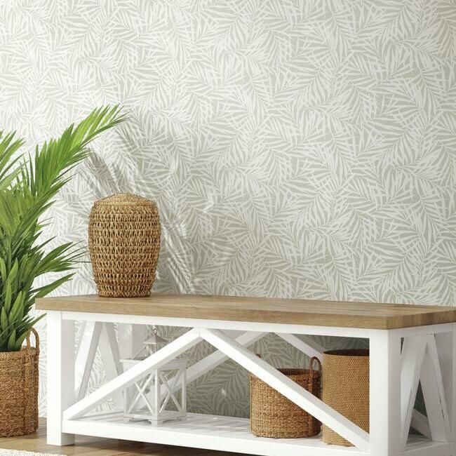 media image for Oahu Fronds Wallpaper in Linen from the Water& 25