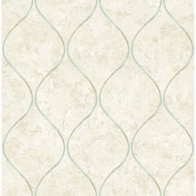 product image of Ogee Wallpaper in Blue, Off-White, and Tan from the French Impressionist Collection by Seabrook Wallcoverings 556