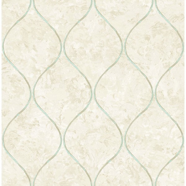 media image for Ogee Wallpaper in Blue, Off-White, and Tan from the French Impressionist Collection by Seabrook Wallcoverings 238