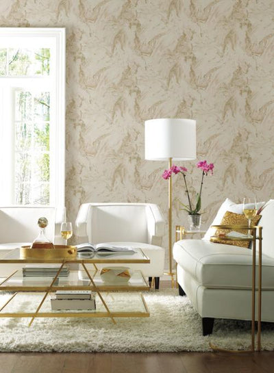product image of Oil and Marble Wallpaper in Blush and Glint from the Natural Opalescence Collection by Antonina Vella for York Wallcoverings 566