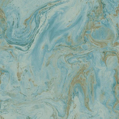 product image of sample oil and marble wallpaper in blue and gold from the natural opalescence collection by antonina vella for york wallcoverings 1 510