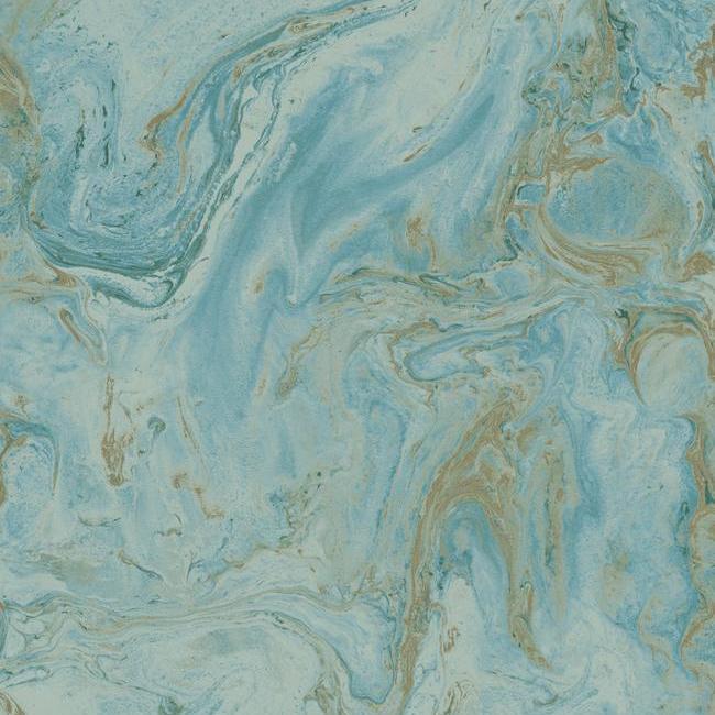 media image for Oil and Marble Wallpaper in Blue and Gold from the Natural Opalescence Collection by Antonina Vella for York Wallcoverings 263