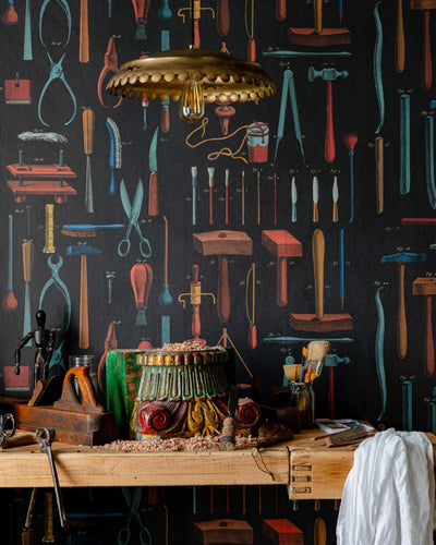 product image for Old Tools Anthracite Wallpaper from the Artist's House Collection by Mind the Gap 20