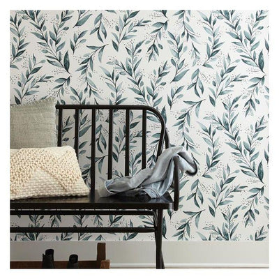 product image for Olive Branch Peel & Stick Wallpaper in Teal by Joanna Gaines for York Wallcoverings 74