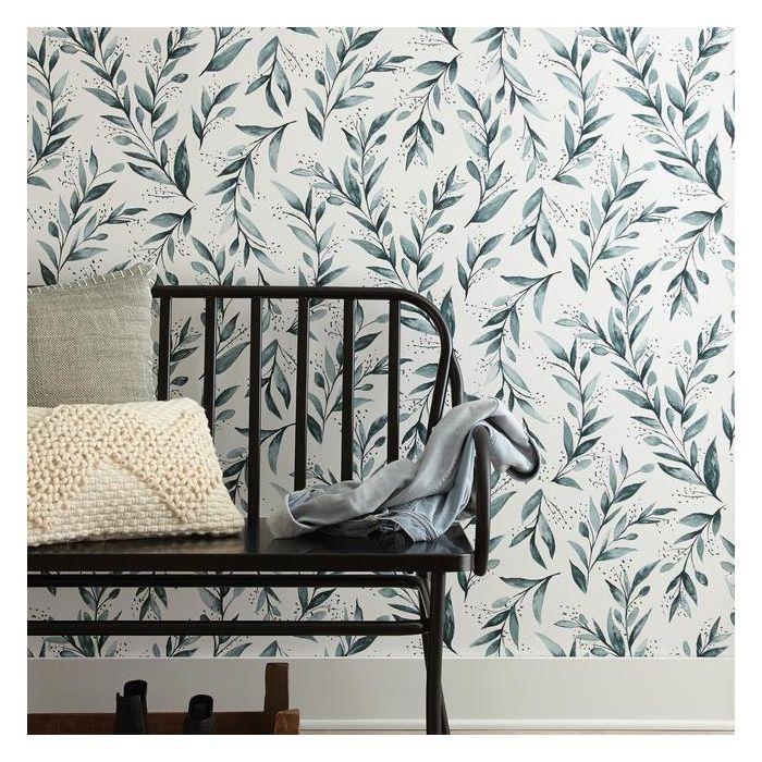 media image for Olive Branch Peel & Stick Wallpaper in Teal by Joanna Gaines for York Wallcoverings 274