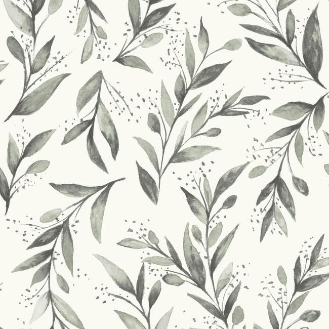 media image for Olive Branch Wallpaper in Charcoal from Magnolia Home Vol. 2 by Joanna Gaines 241