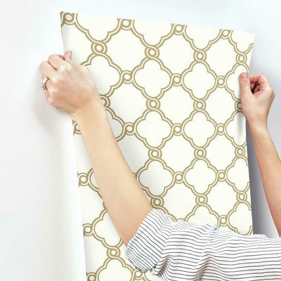 product image for Open Trellis Wallpaper in Gold from the Silhouettes Collection by York Wallcoverings 21