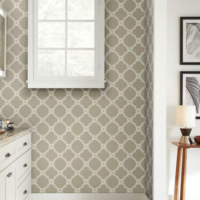product image for Open Trellis Wallpaper in Taupe from the Silhouettes Collection by York Wallcoverings 82