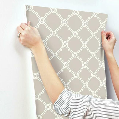 product image for Open Trellis Wallpaper in Taupe from the Silhouettes Collection by York Wallcoverings 65