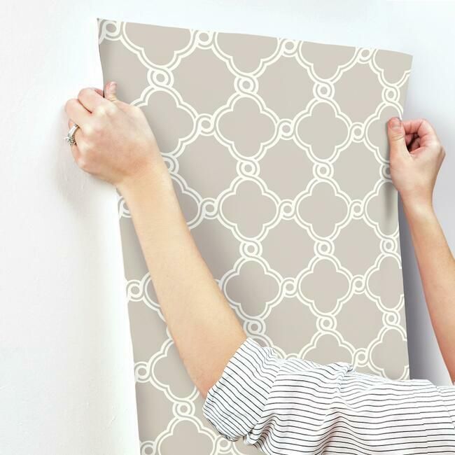 media image for Open Trellis Wallpaper in Taupe from the Silhouettes Collection by York Wallcoverings 267