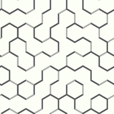 product image of sample open geometric peel stick wallpaper in black by roommates for york wallcoverings 1 543